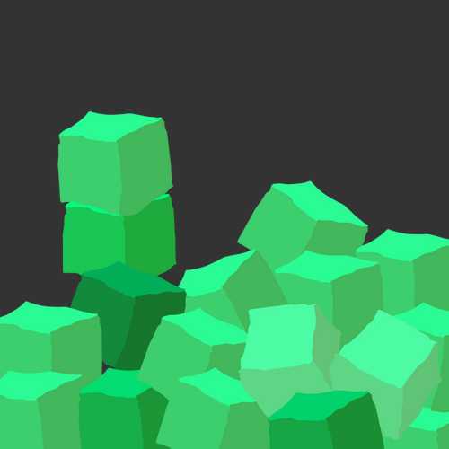 A bunch of green cubes.