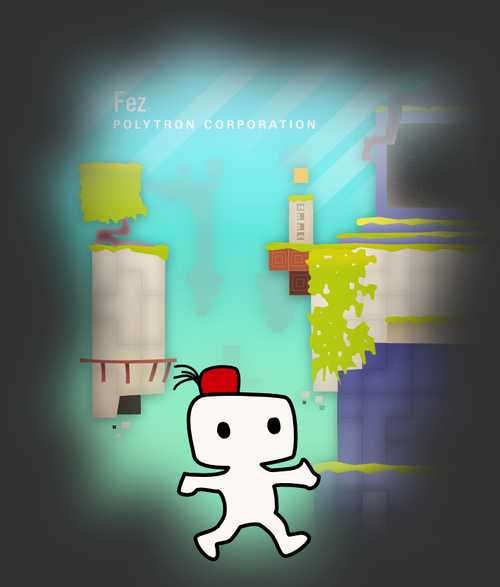 A vignette depicting the video game Fez.
