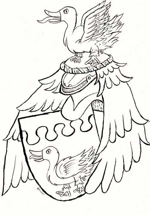 A duck-based heraldic achievement belonging to Vaakkuna.